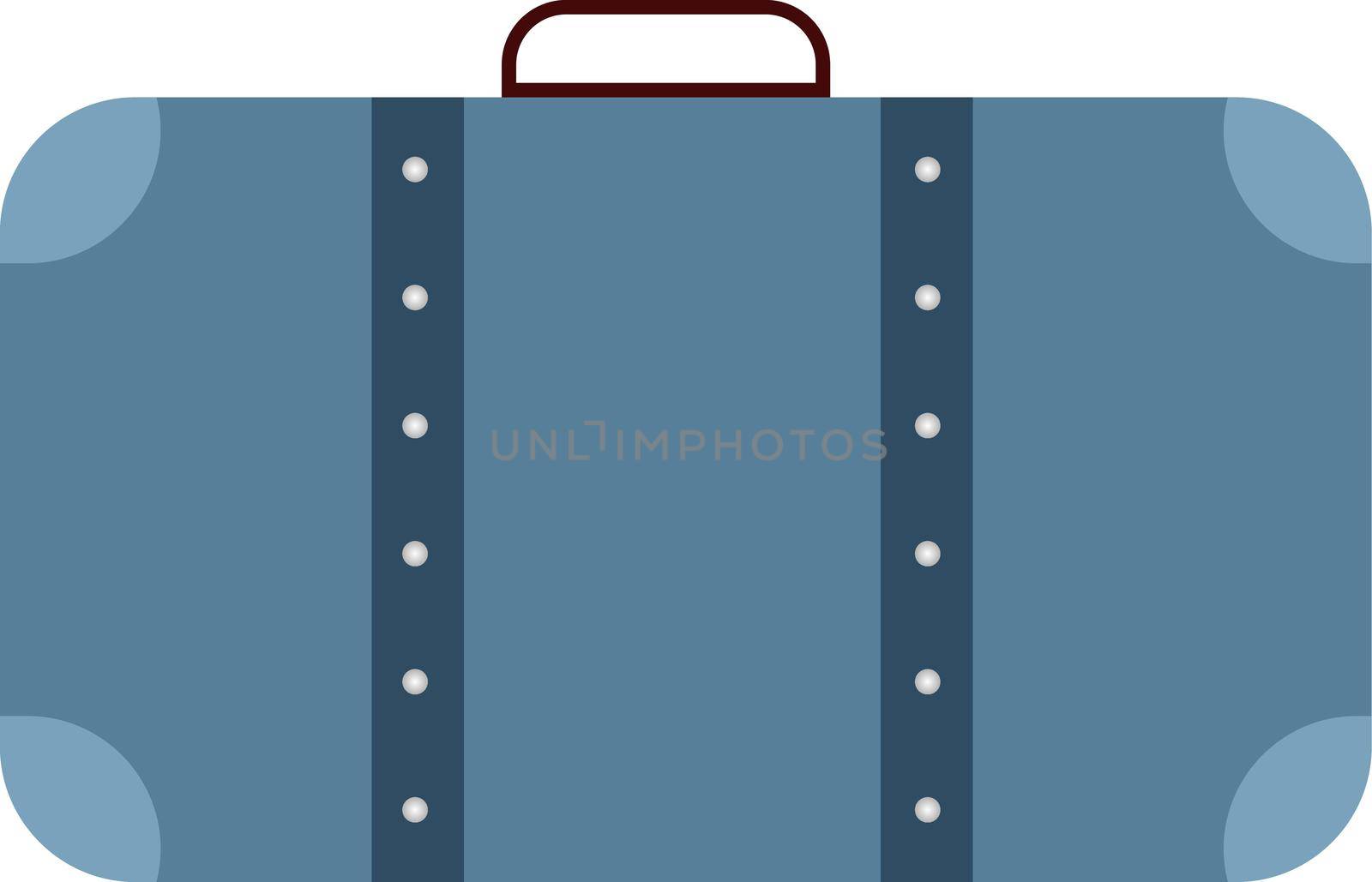 Blue travieling bag, illustration, vector on white background.