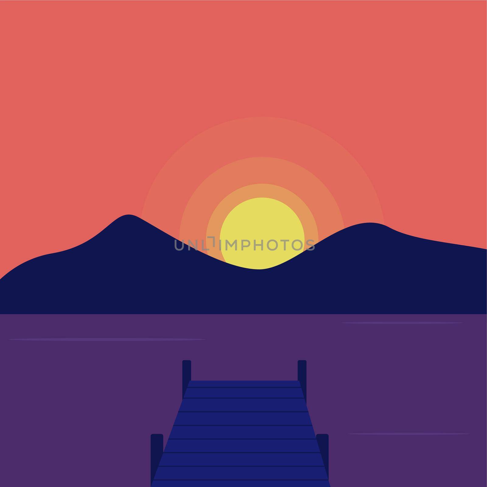 Beautiful Sunset, illustration, vector on white background. by Morphart