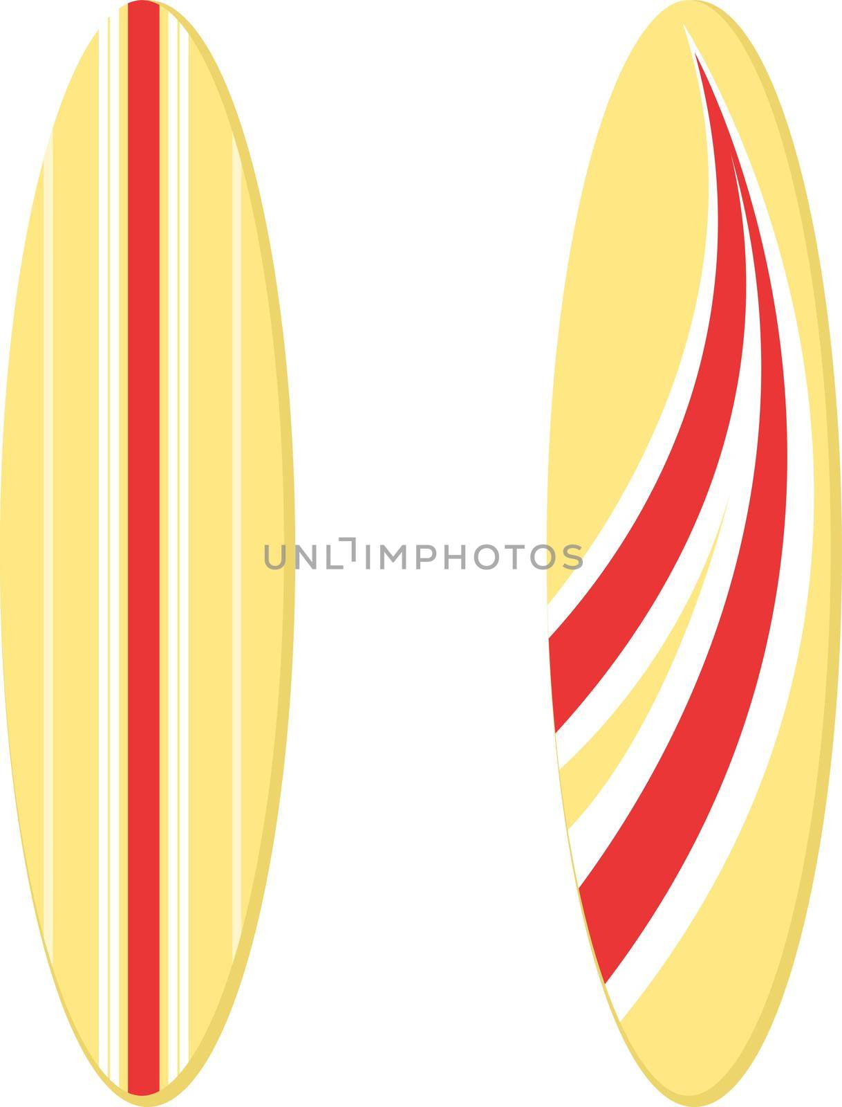Surfing board, illustration, vector on white background.
