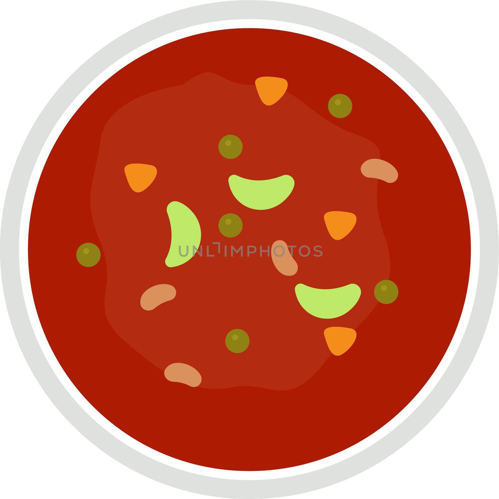 Vegan soup, illustration, vector on white background.