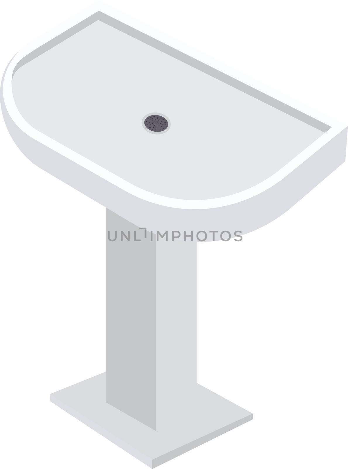 White washbasin, illustration, vector on white background.