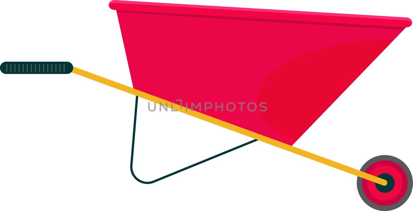 Red wheel barrow, illustration, vector on white background. by Morphart