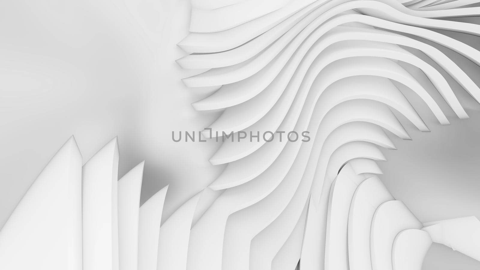 Abstract Curved Shapes. White Circular Background.  by teerawit