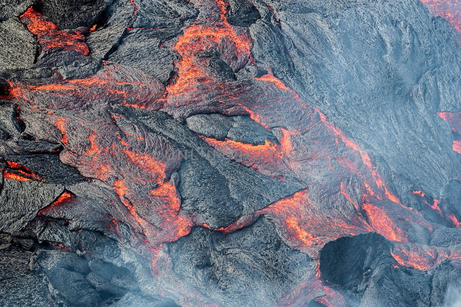 Closeup of magma in Fagradalsfjall volcanic eruption, Iceland by LuigiMorbidelli