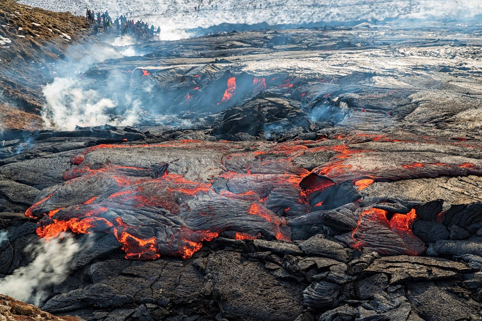 Magma in Fagradalsfjall volcanic eruption, Iceland by LuigiMorbidelli