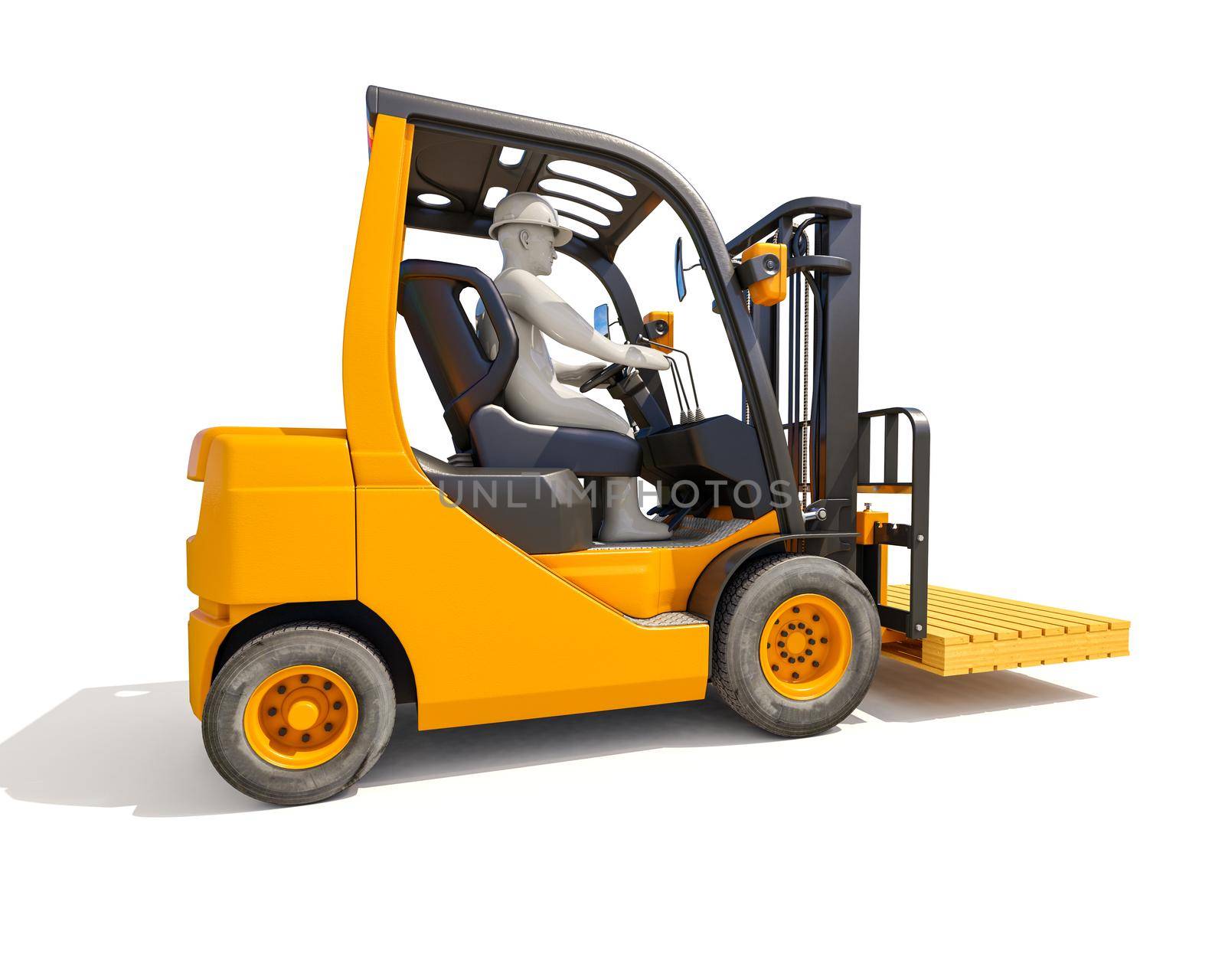 3d render: Yellow Forklift Truck Shot on White Background