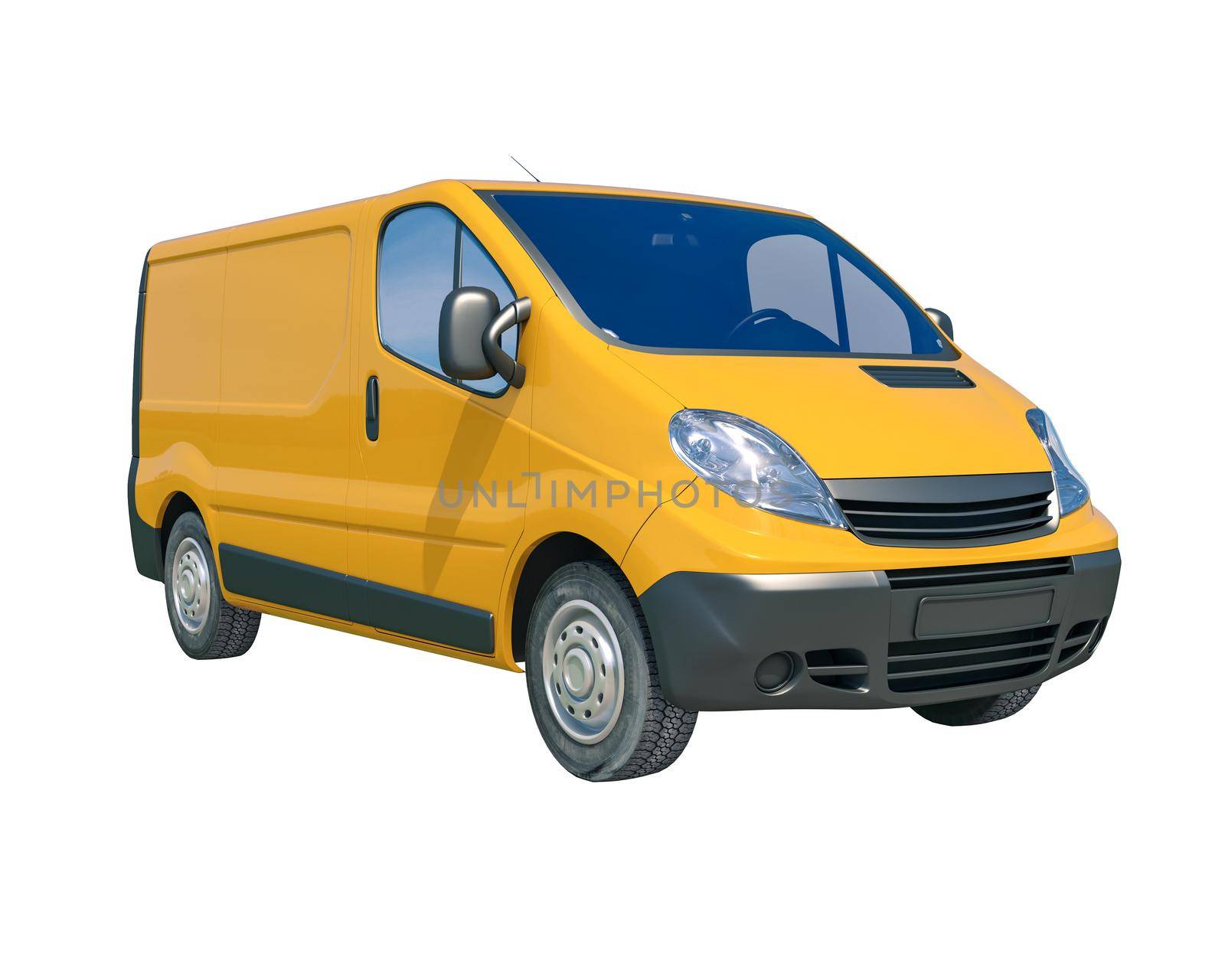 3d render: Yellow Delivery Van Icon: Transporting Service, Freight, Packages Shipment