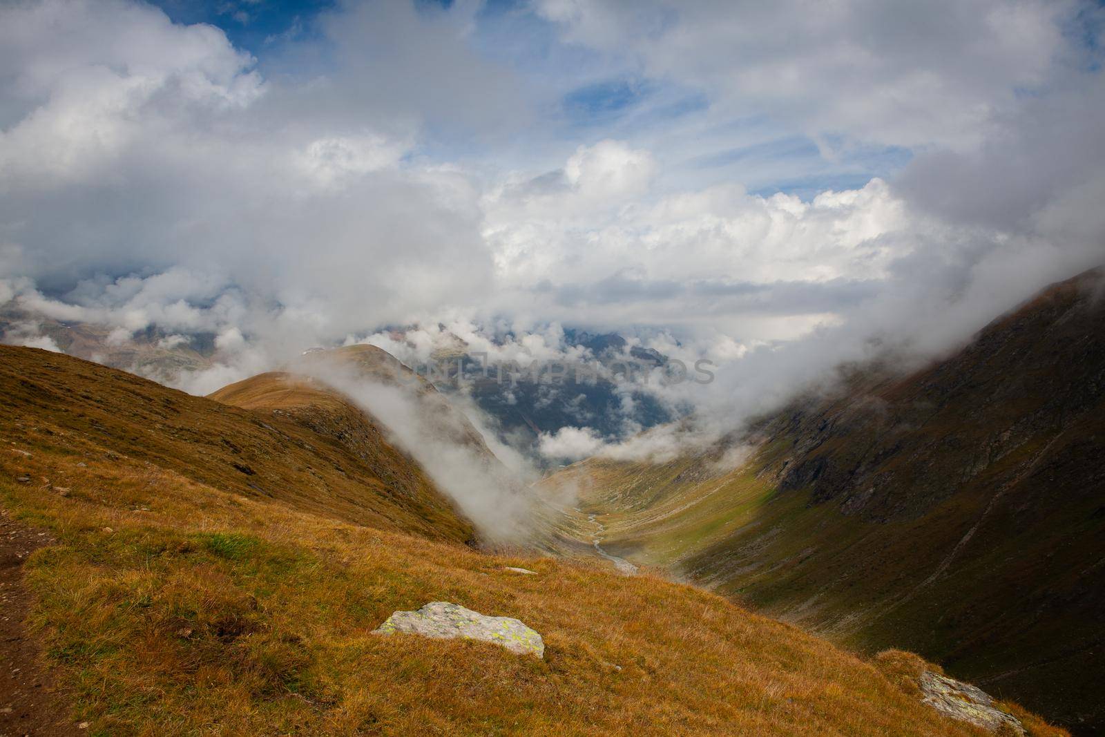 High mountains in Obergurgl.It is a village in the Otztal Alps,Austria. Located in the municipality of Solden, the village has approximately 400 year-round inhabitants, and is mainly a tourist resort.