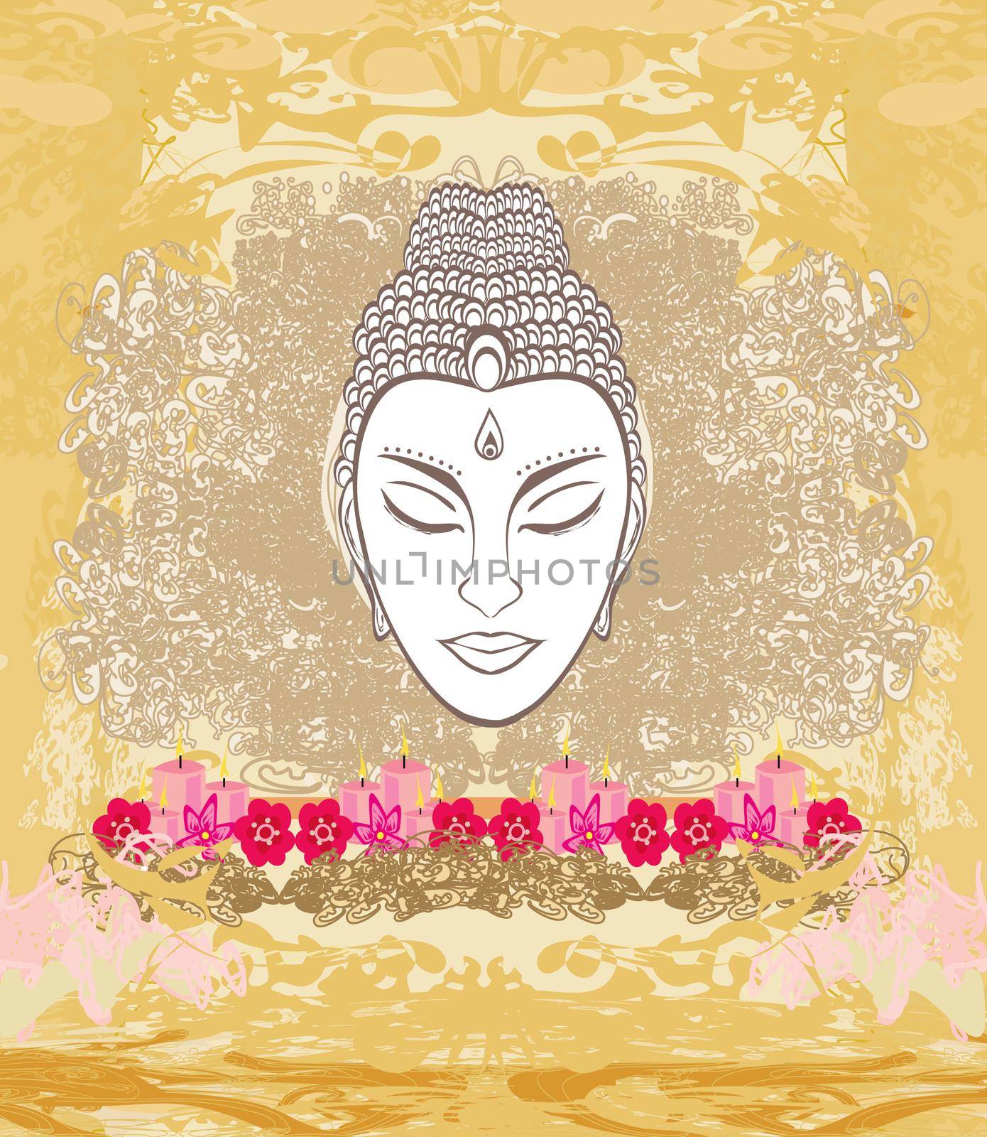 decorative buddha portrait - abstract illustration