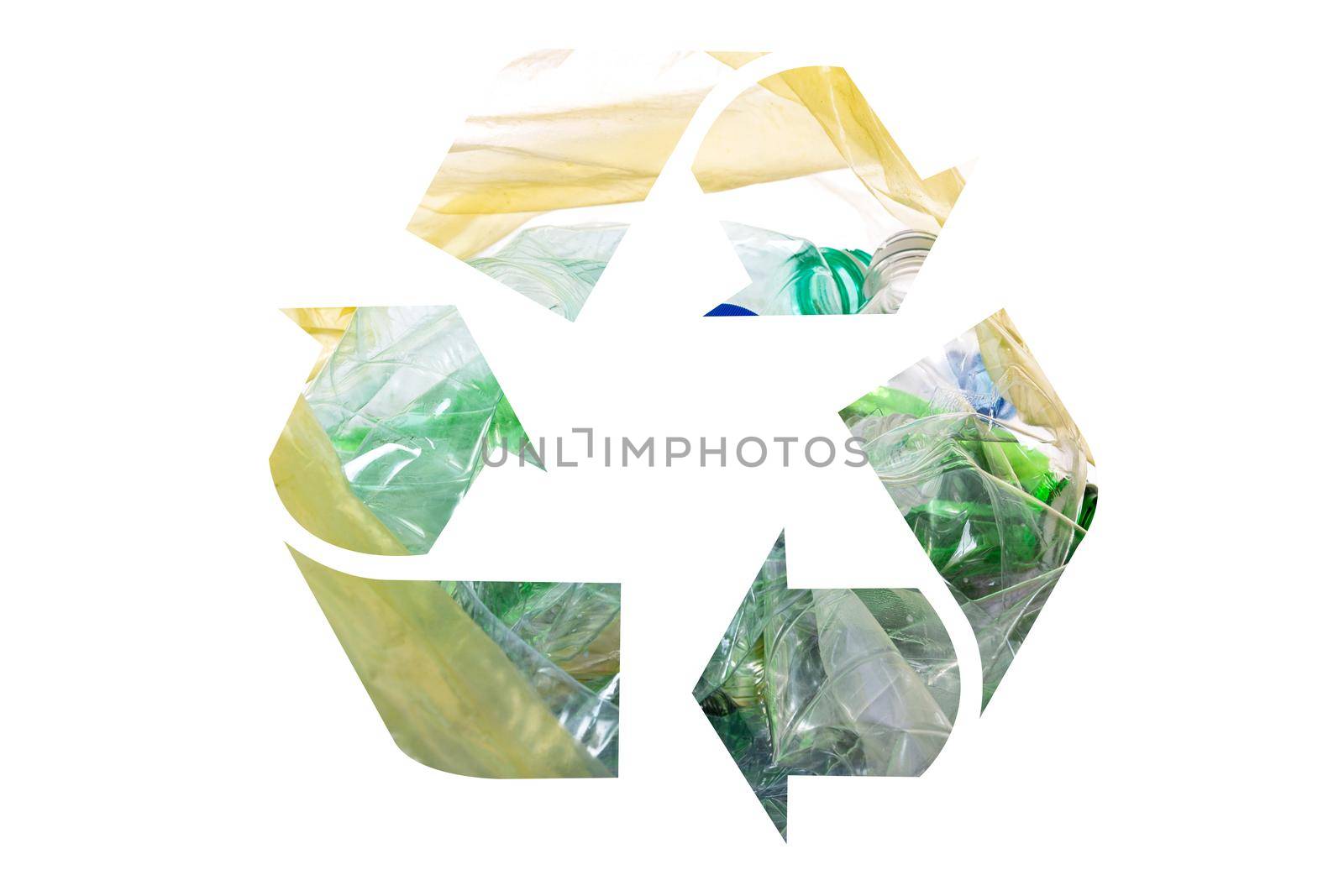 Composite image of an environmental conservation and recycle sign on a white background