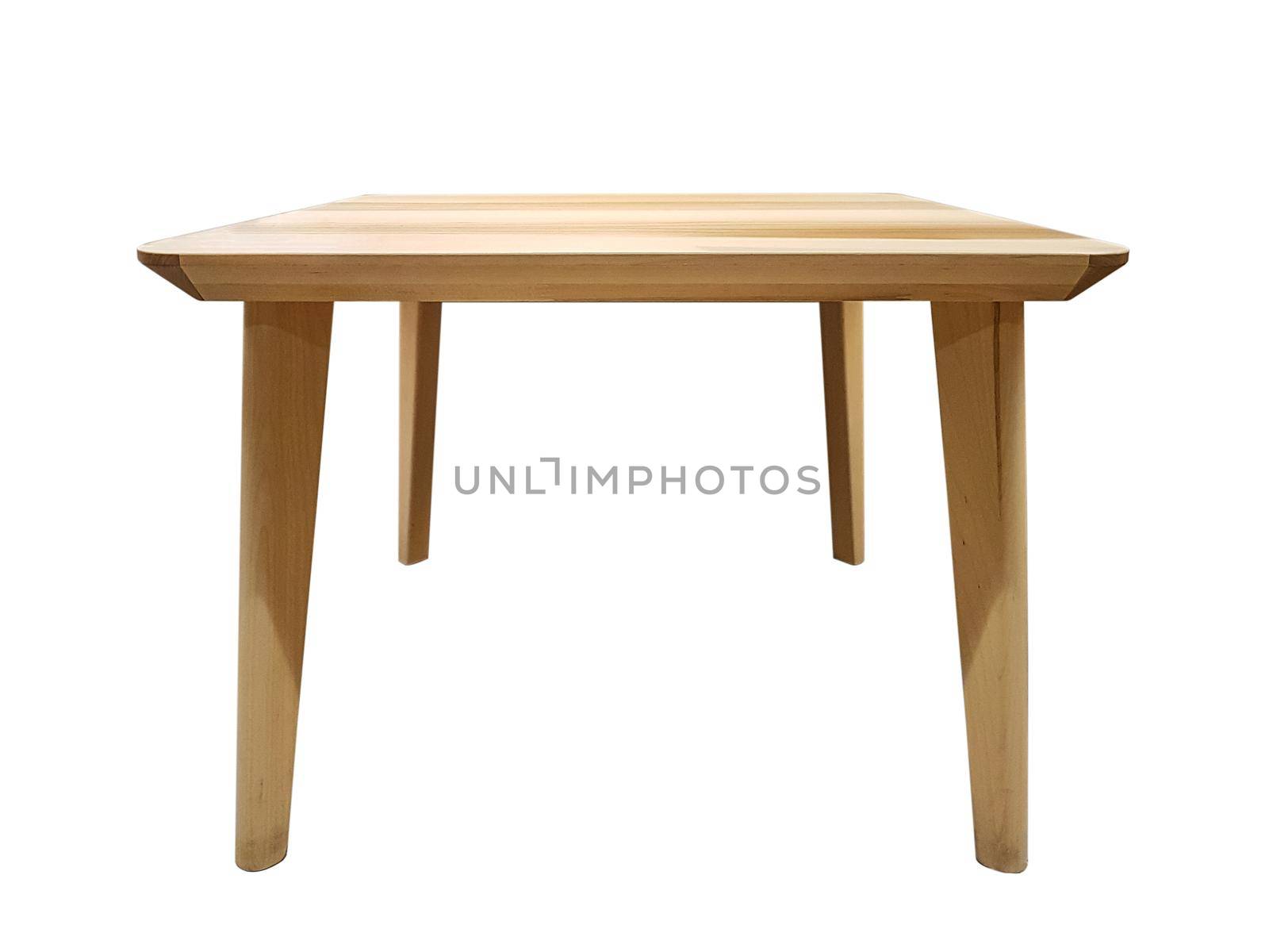 Modern and minimalist wooden table isolated on a white background