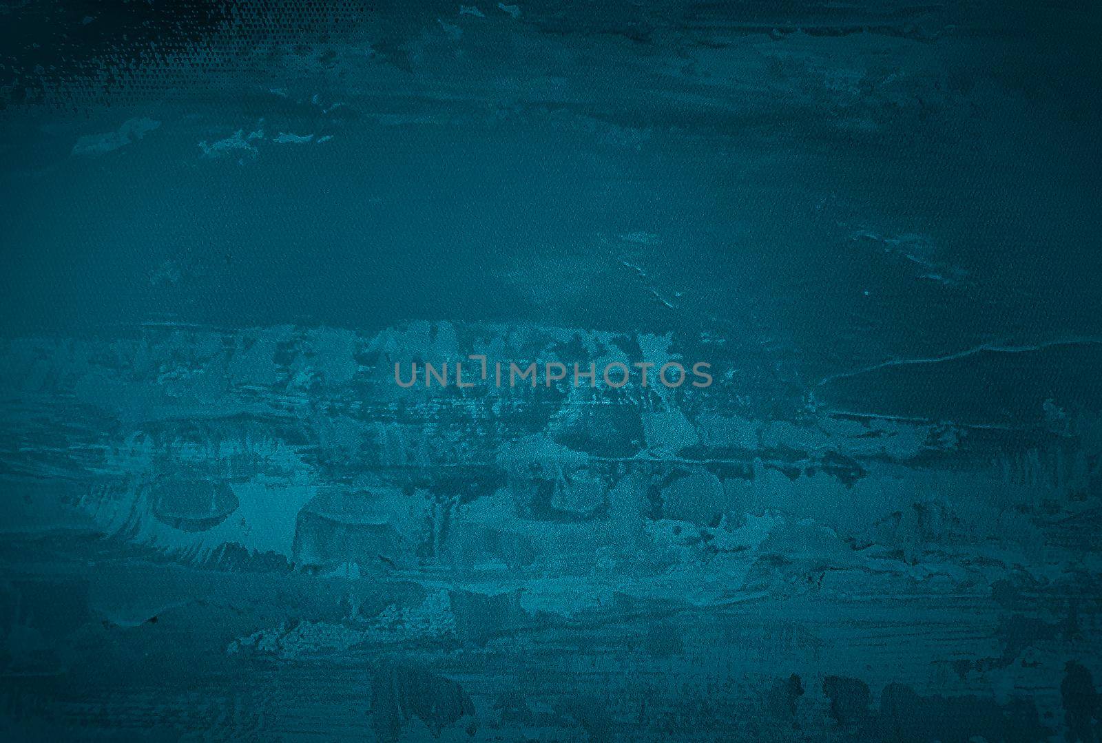 Vintage grunge blue concrete texture studio wall background with vignette