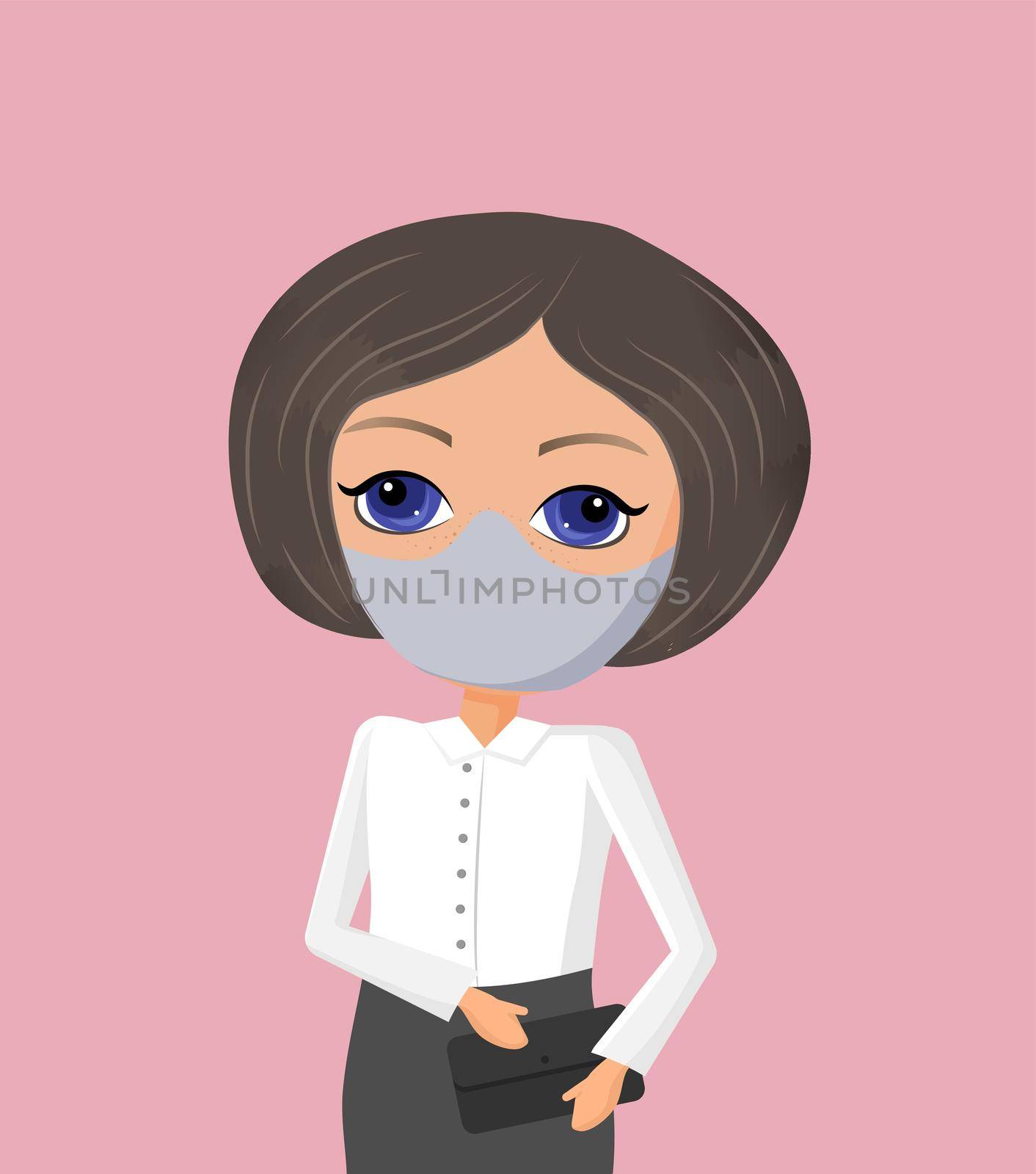 Business woman wearing protective mask vector illustration