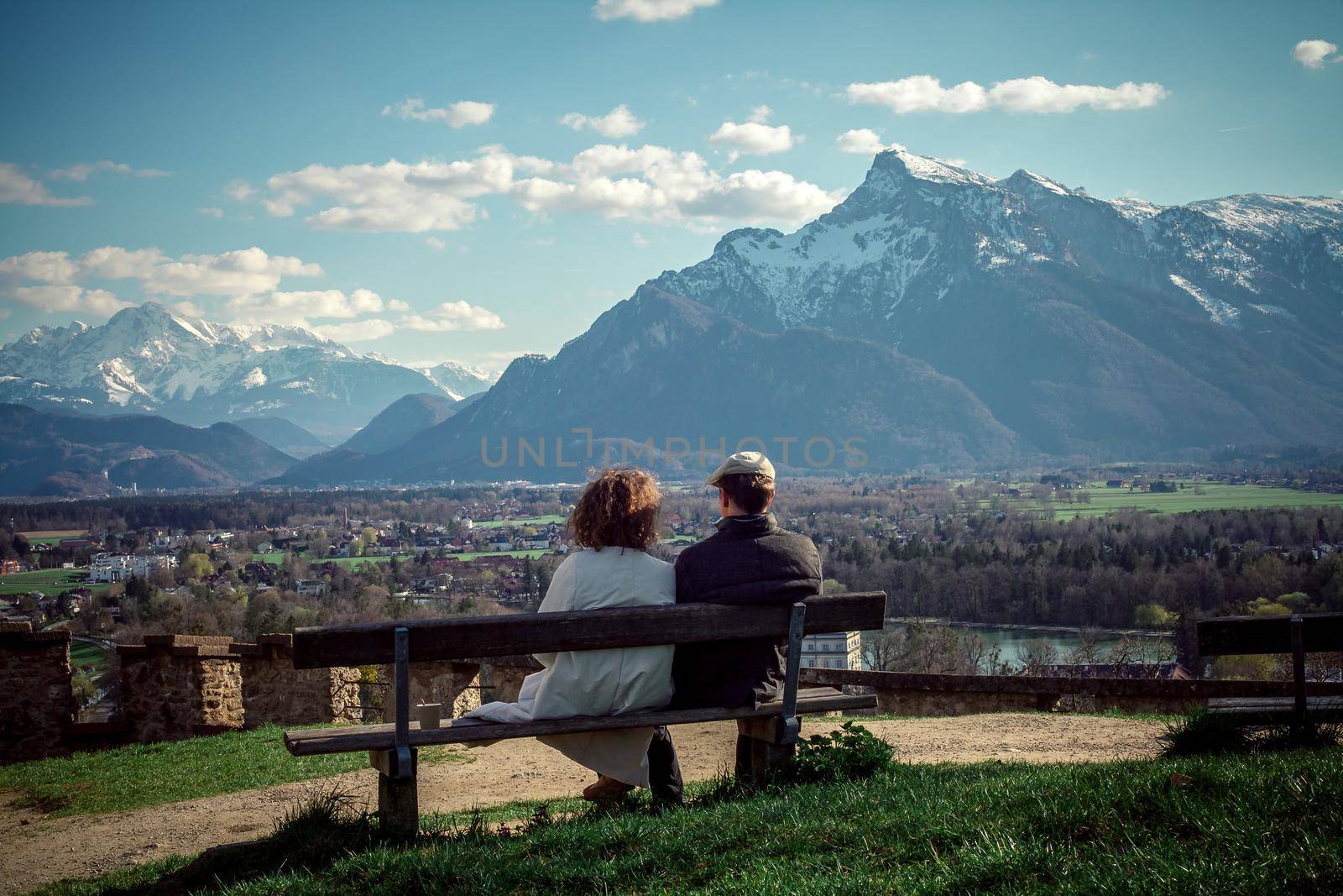 panorama of the alpine mountain massif.