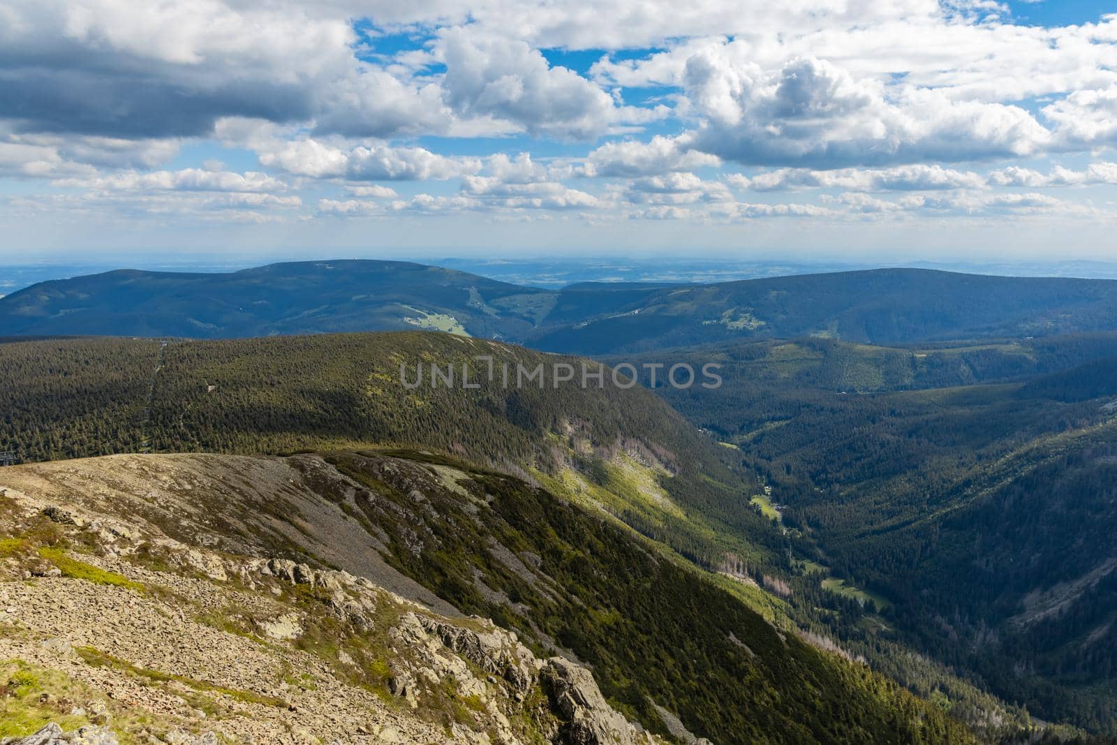 Panorama of Giant Mountains next to trail to Sniezka by Wierzchu