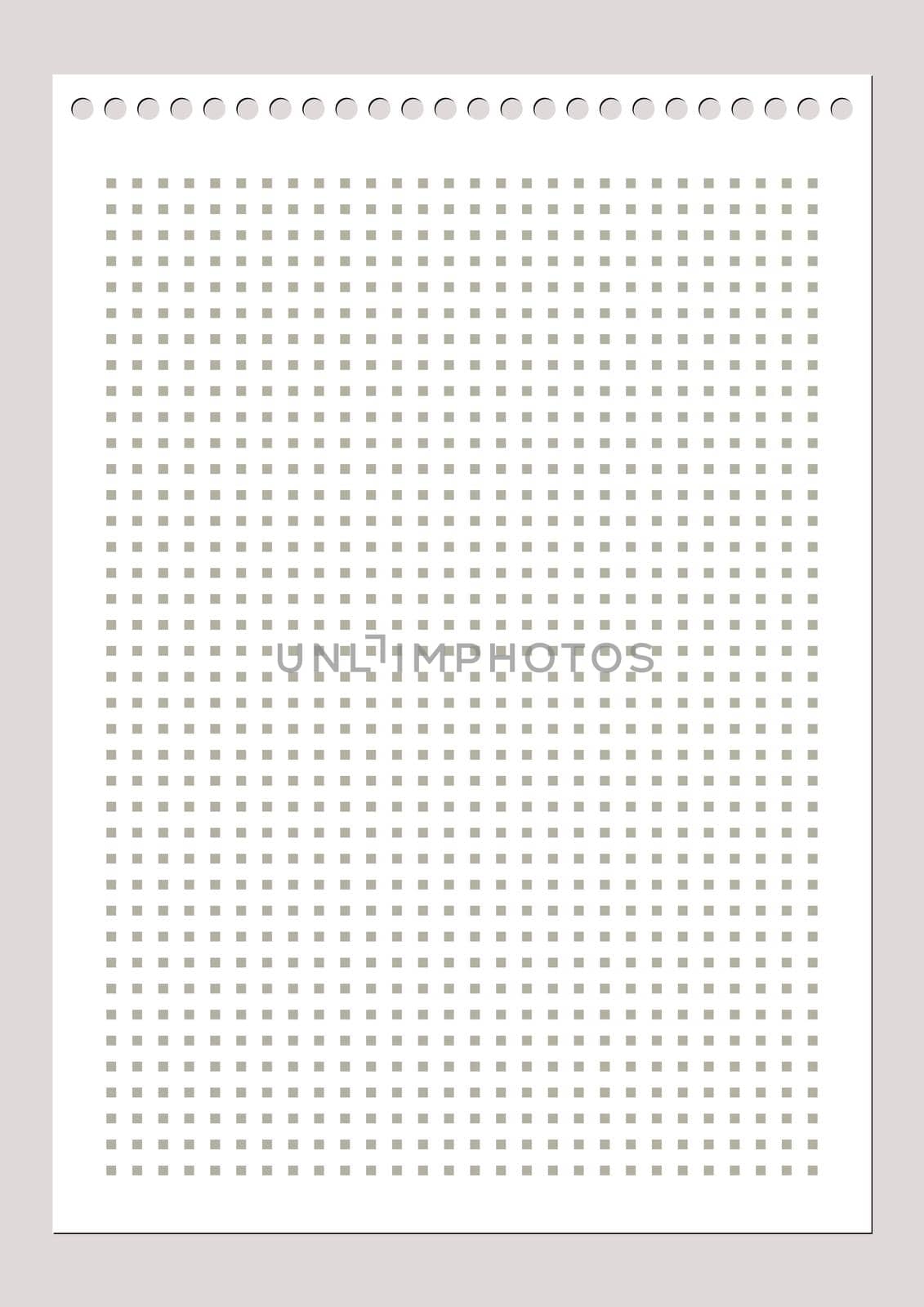 Grid paper. Dotted grid on white background. Abstract dotted transparent illustration with dots. White geometric pattern for school, copybooks, notebooks, diary, notes, banners, print, books.