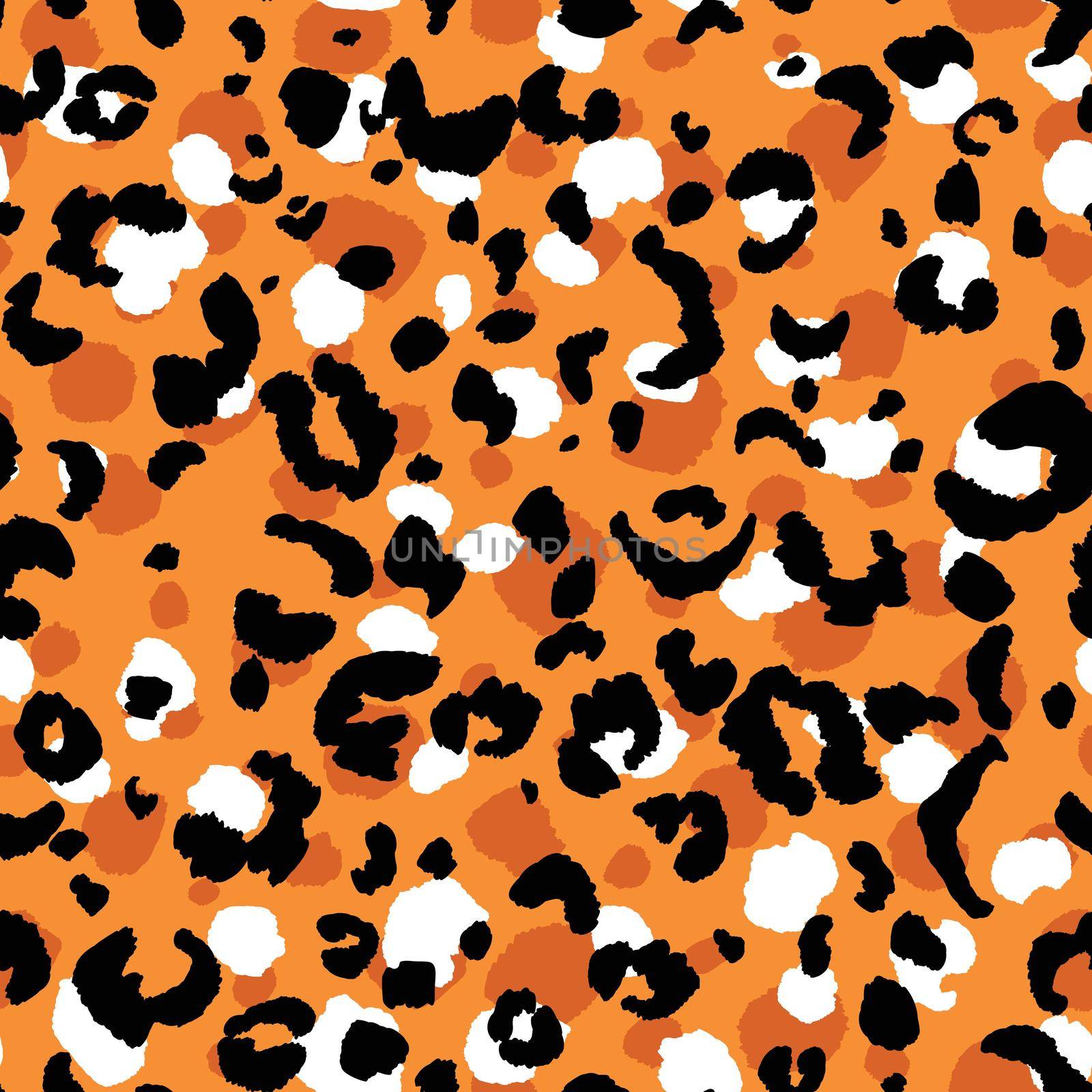 Abstract modern leopard seamless pattern. Animals trendy background. Orange and black decorative vector stock illustration for print, card, postcard, fabric, textile. Modern ornament of stylized skin.