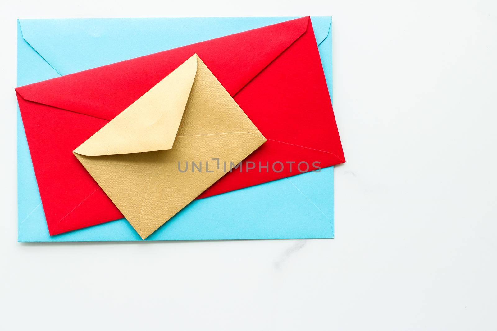 Envelopes on marble background, message concept by Anneleven