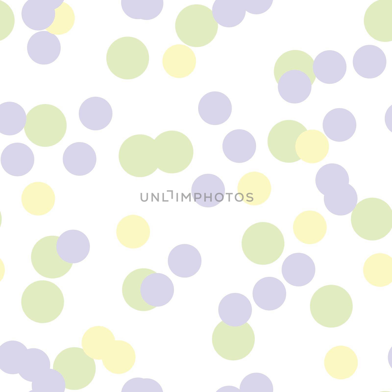 Multicolored circles on a light background. Seamless endless pattern pattern of circles in yellow purple, green color