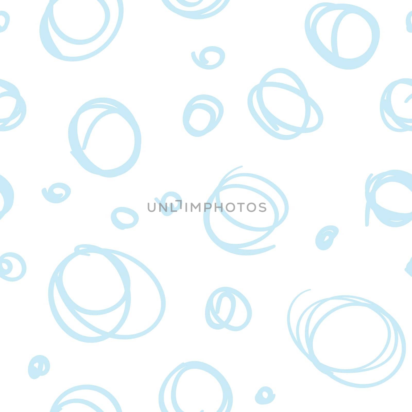 Seamless endless pattern of hand drawn circles in blue color for fabric sites etc