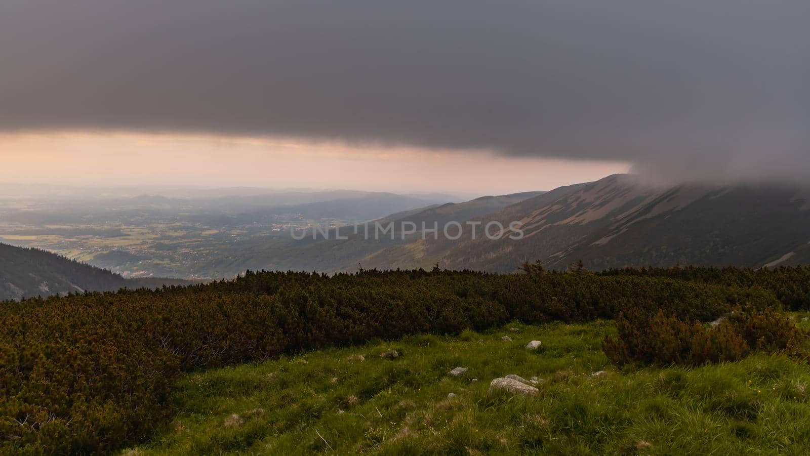 Panorama of Giant Mountains next to trail to Sniezka by Wierzchu