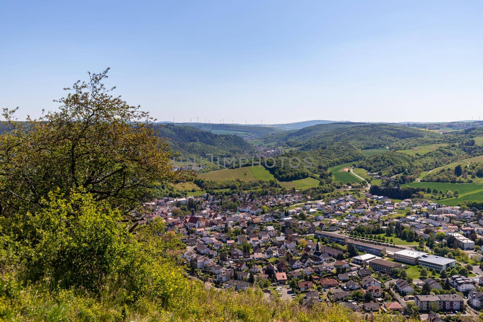 High angle view from the Rotenfels of Bad Muenster am Stein Ebernburg by reinerc