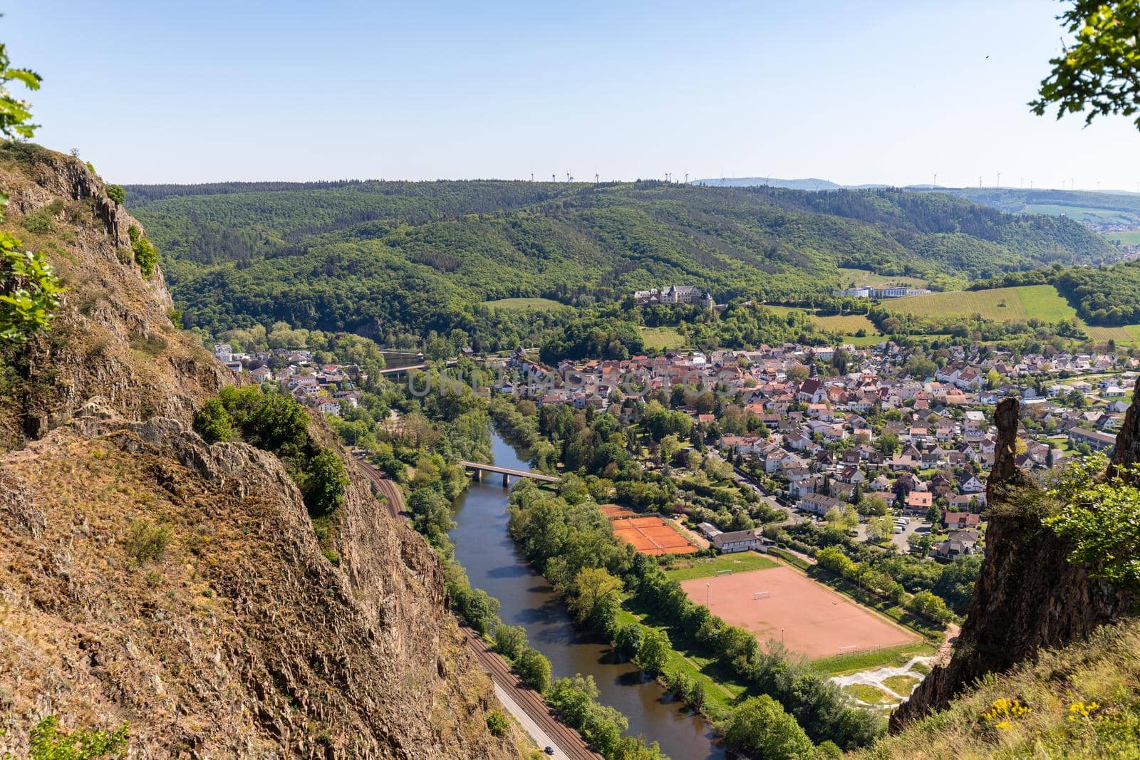 High angle view from the Rotenfels of Bad Muenster am Stein Ebernburg by reinerc