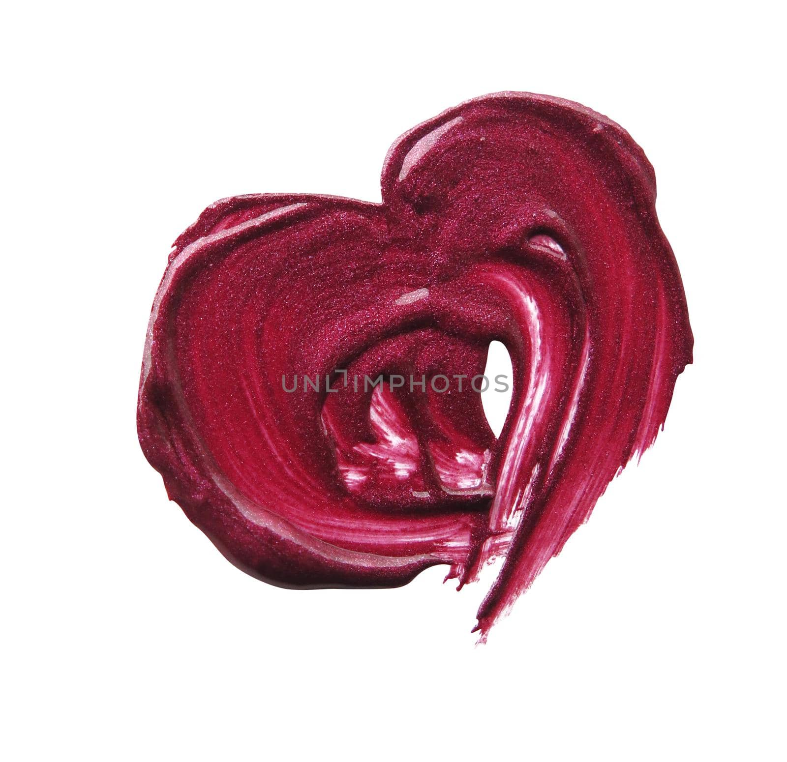 Red Lip Gloss heart shaped on white background by aroas