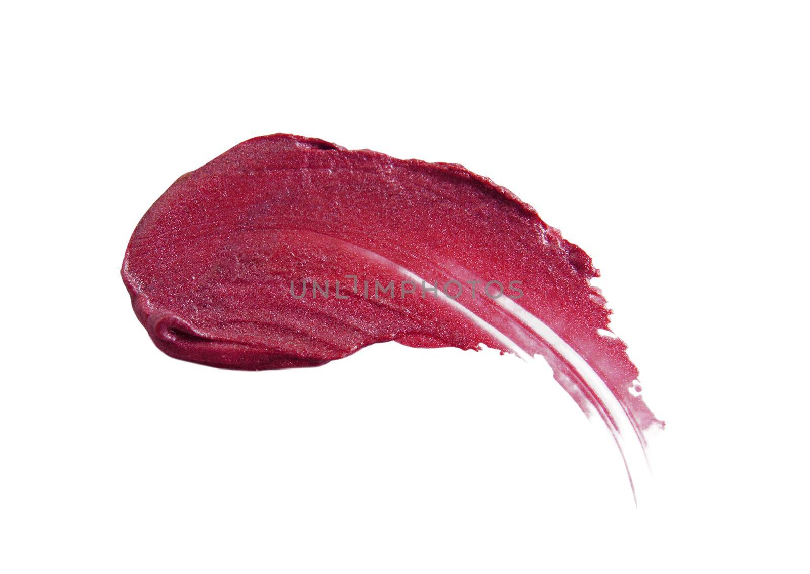 Smudged lipstick on white background by aroas