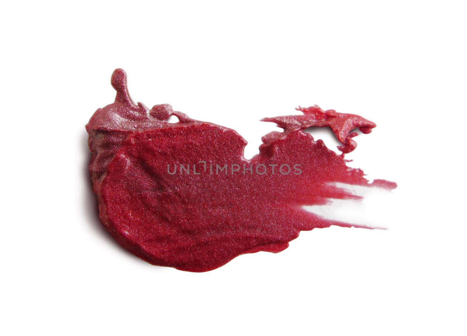 Smudged lipstick on white background by aroas