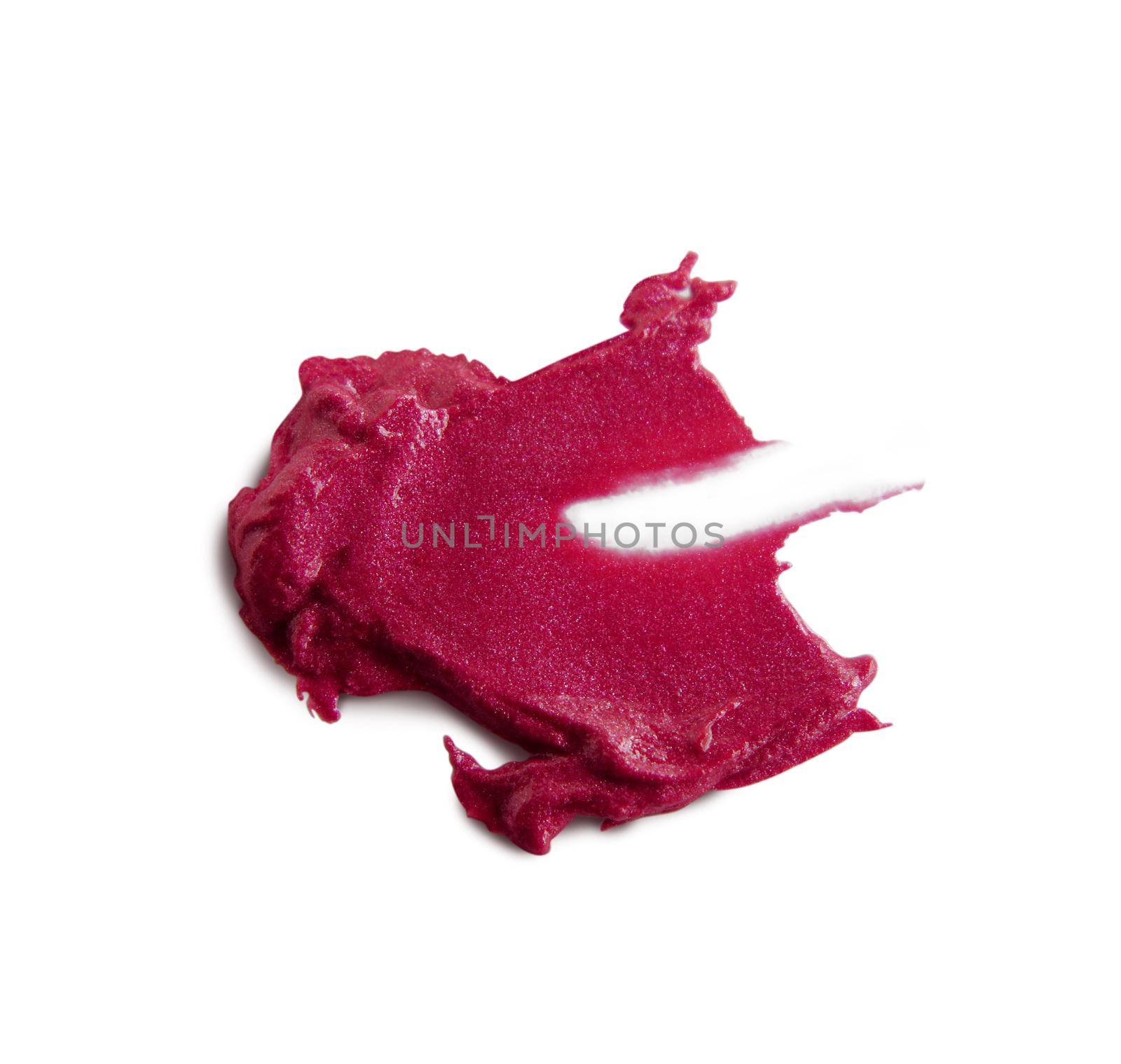 Smudged lipstick on white background by aroas