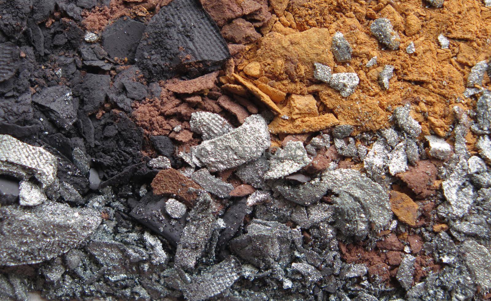 Close up of crushed eyeshadow cosmetic powder by aroas