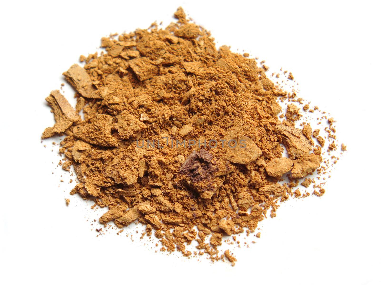 Close up of crushed eyeshadow cosmetic powder by aroas