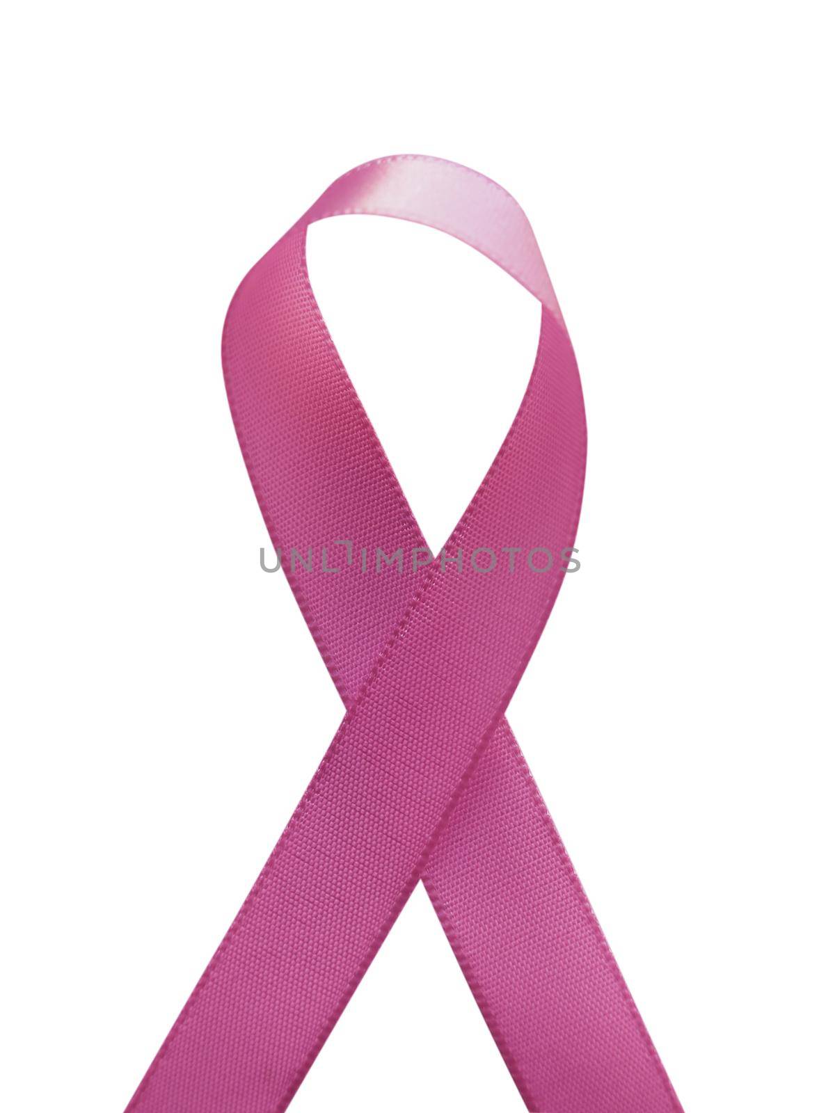 Pink ribbon against cancer isolated on white background by aroas