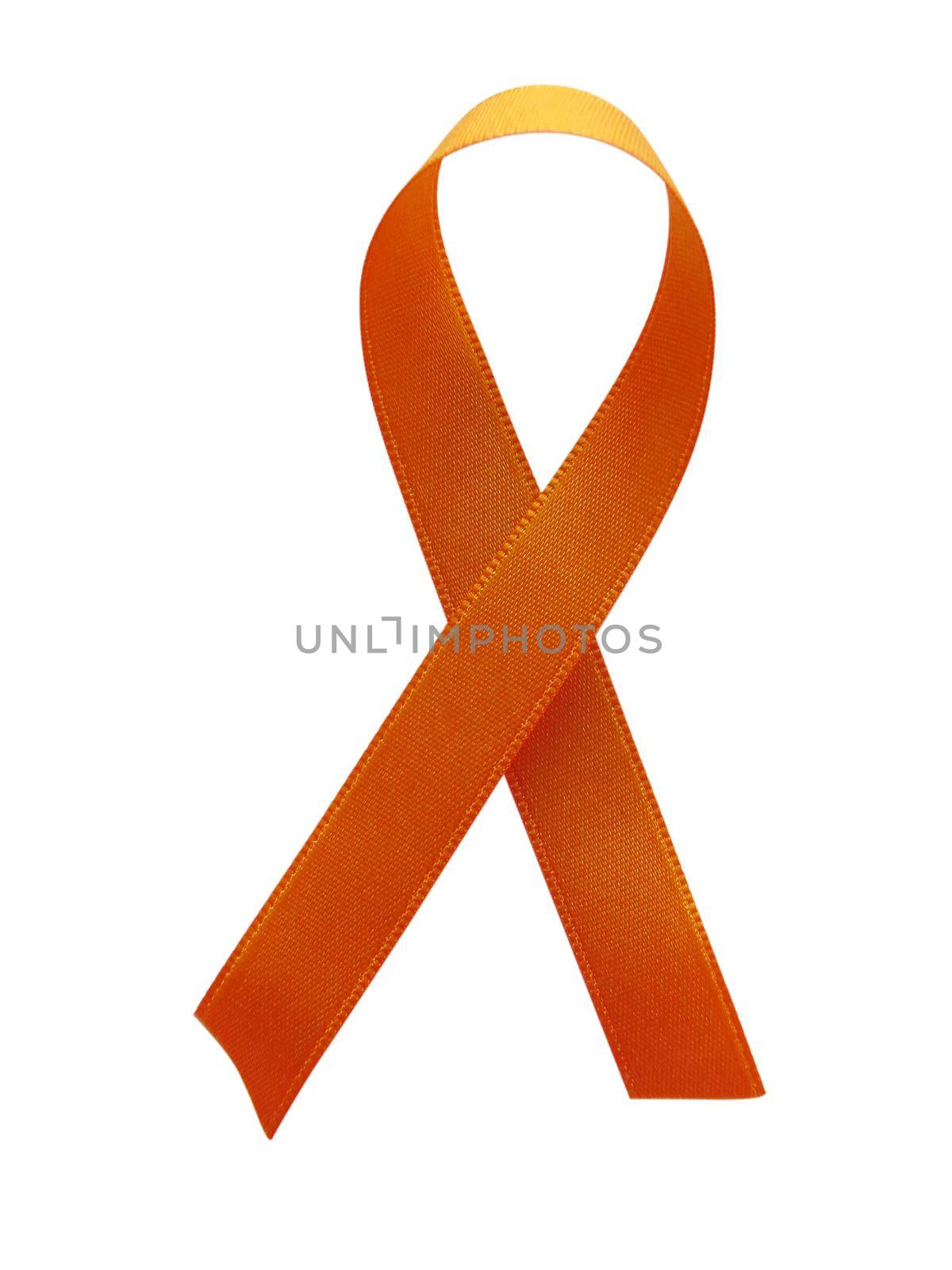 Orange-Cooper ribbon awareness isolated on white background. Clipping Path included