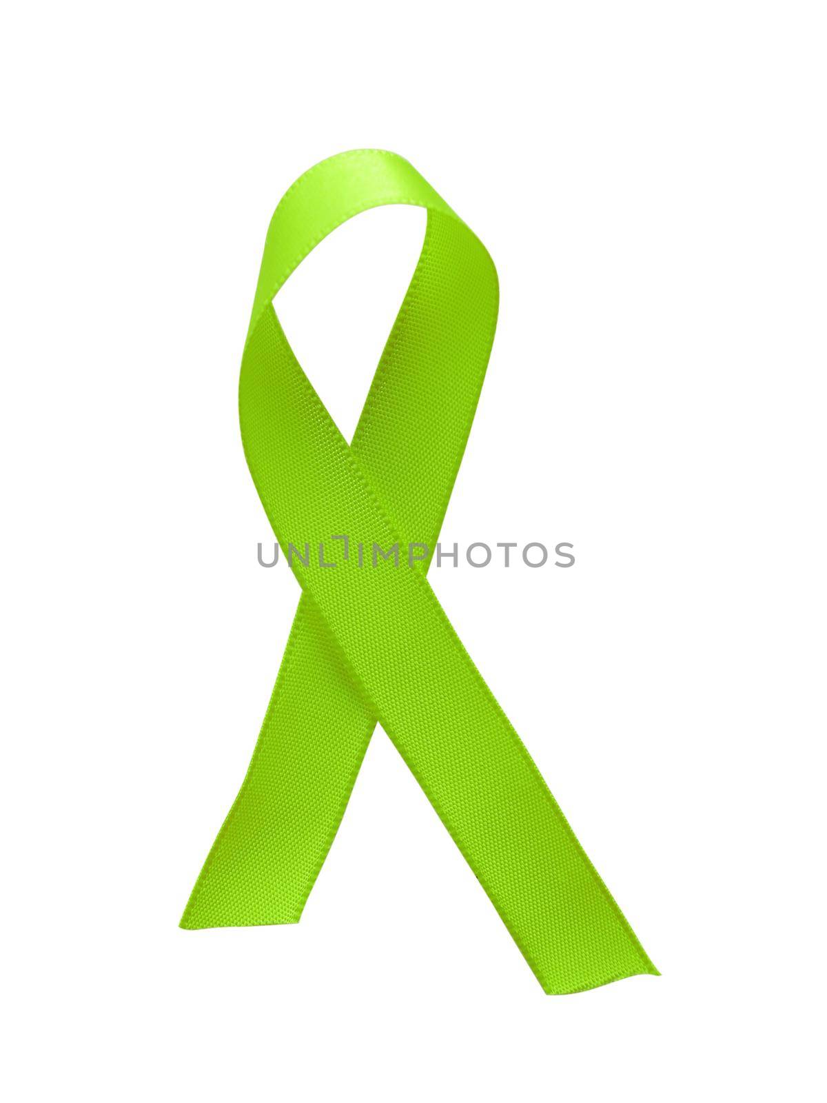 Green ribbon awareness isolated on white background by aroas