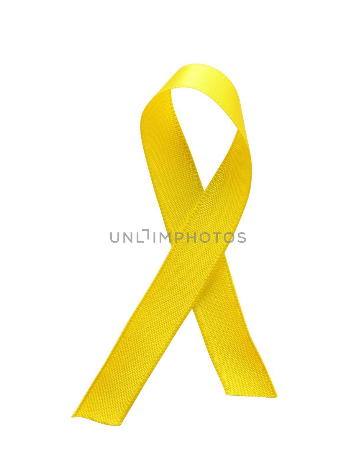 Yellow ribbon awareness isolated on white background by aroas