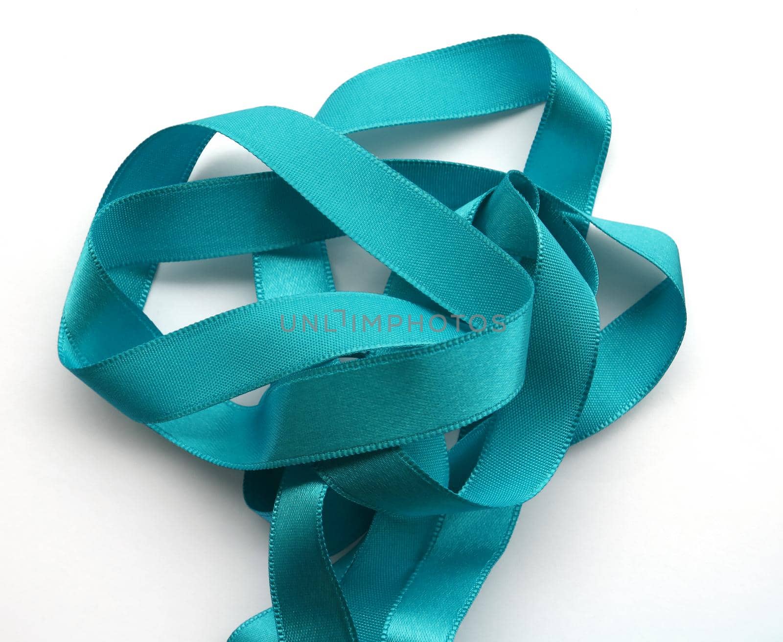 Light blue ribbon isolated on white background. Clipping Path included