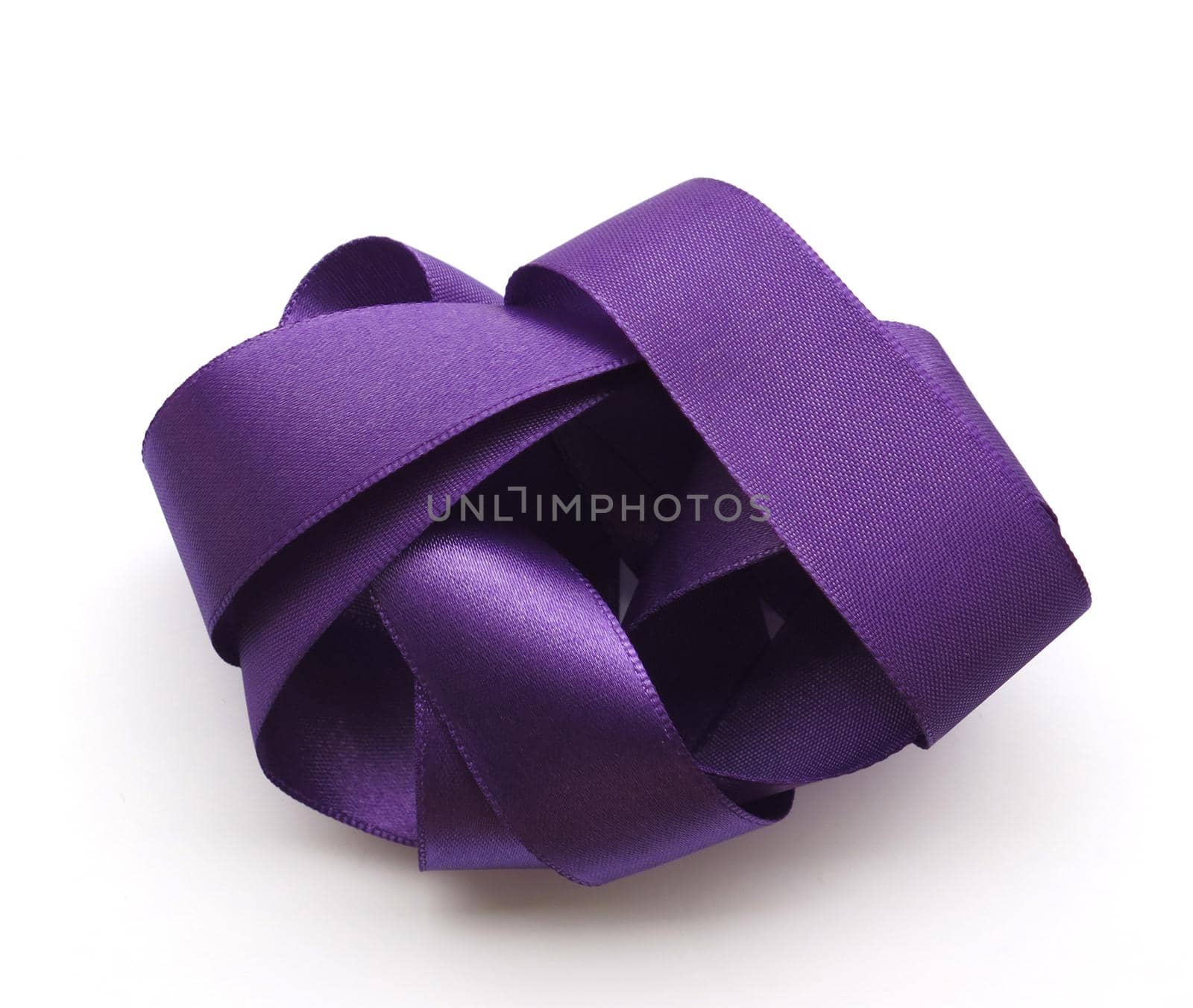 Purple ribbon over white background, design element. Clipping Path included