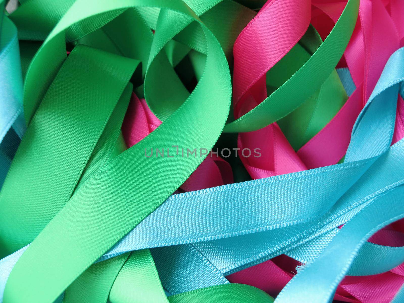 Colorful ribbons over white background, design element.