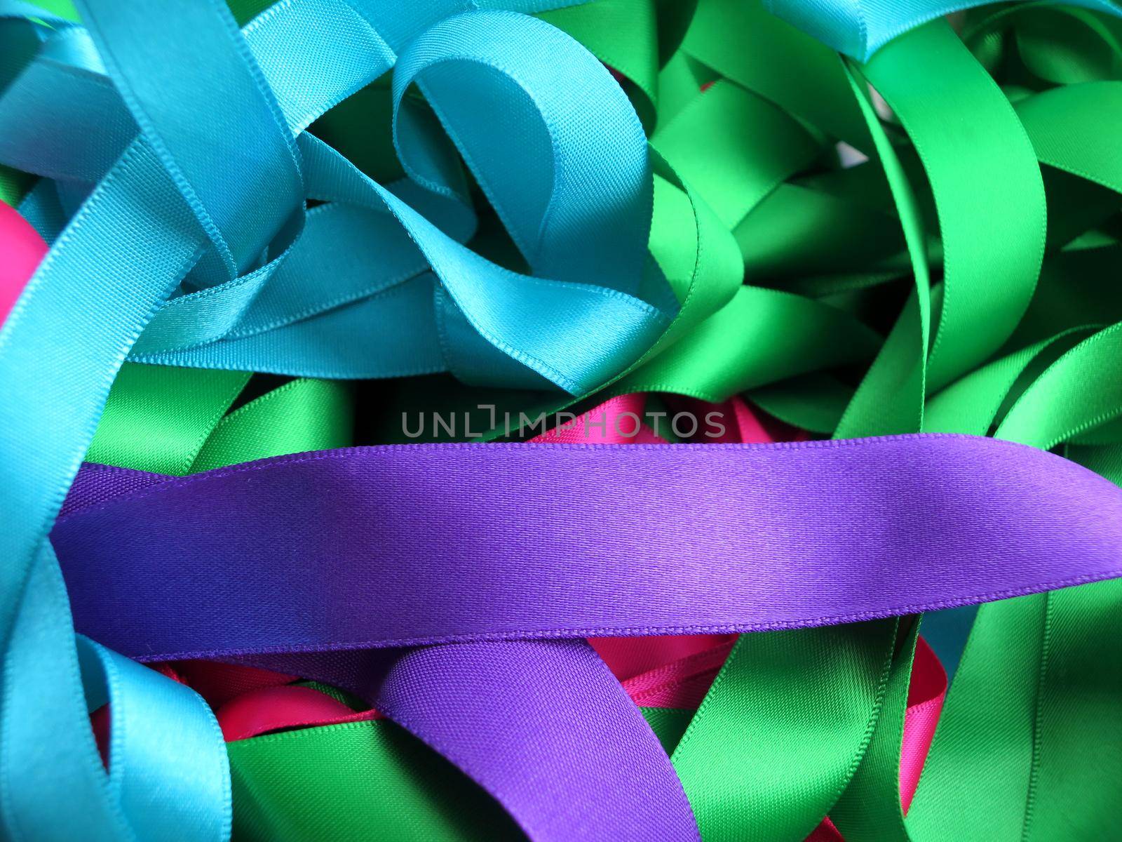 Colorful ribbons over white background, design element.