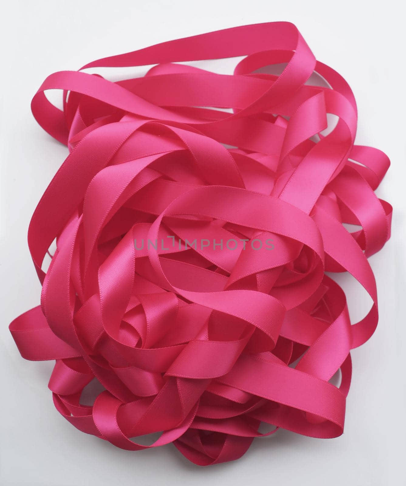 Pink ribbon over white background, design element by aroas