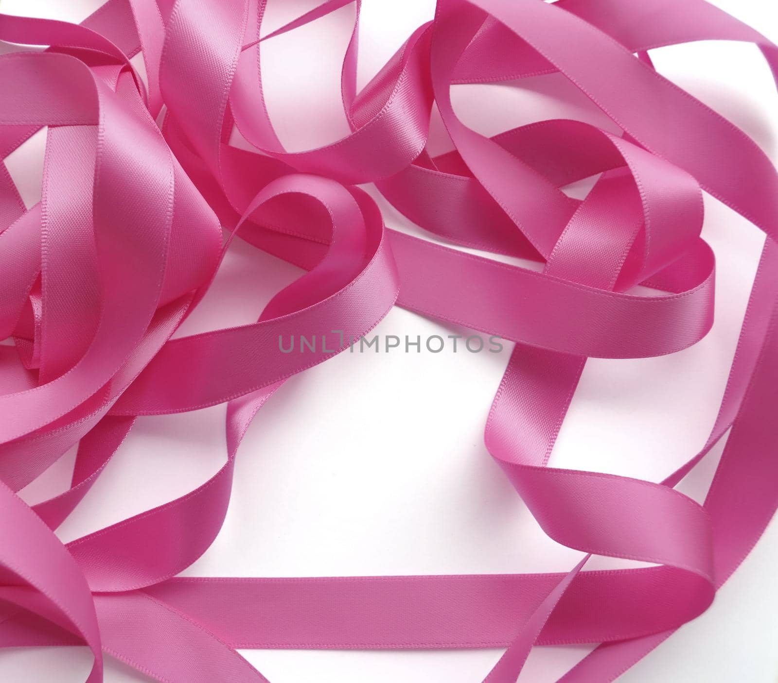 Pink ribbon over white background, design element. Clipping Path included