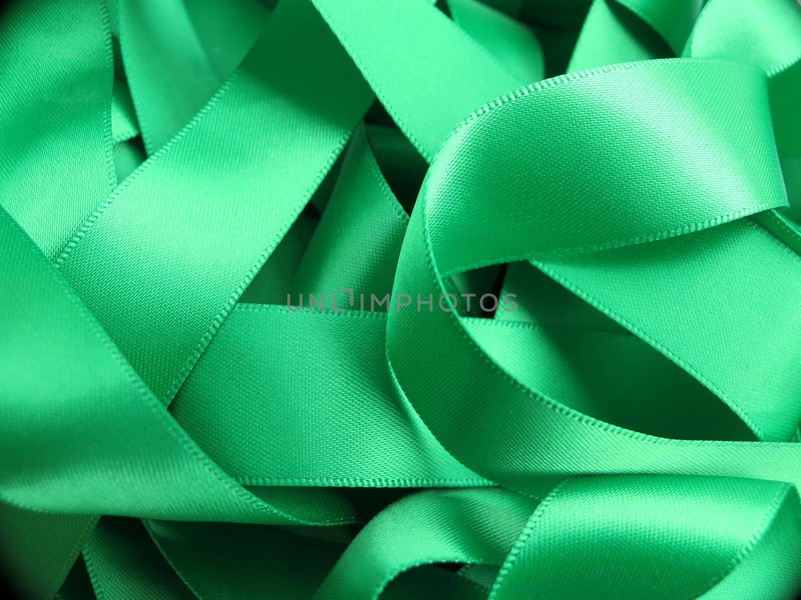 Green ribbon background, design element.