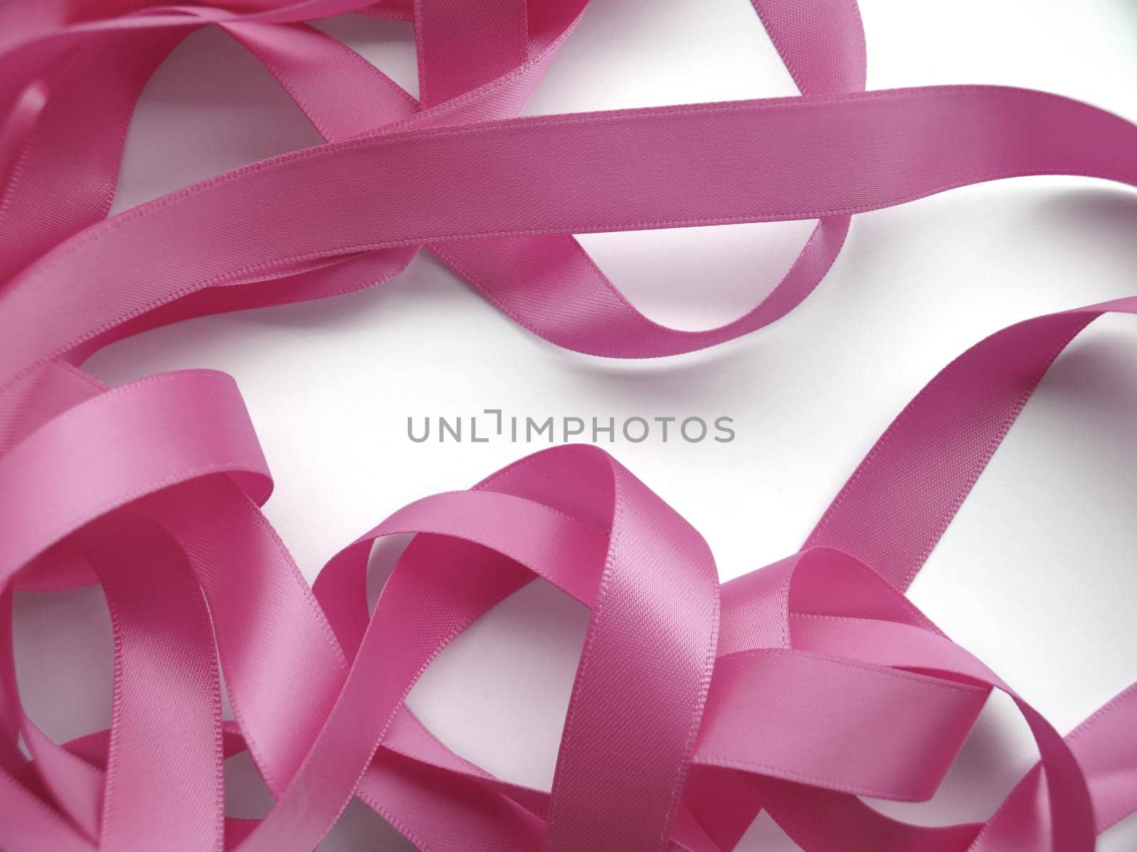 Pink ribbon over white background, design element. Clipping Path included