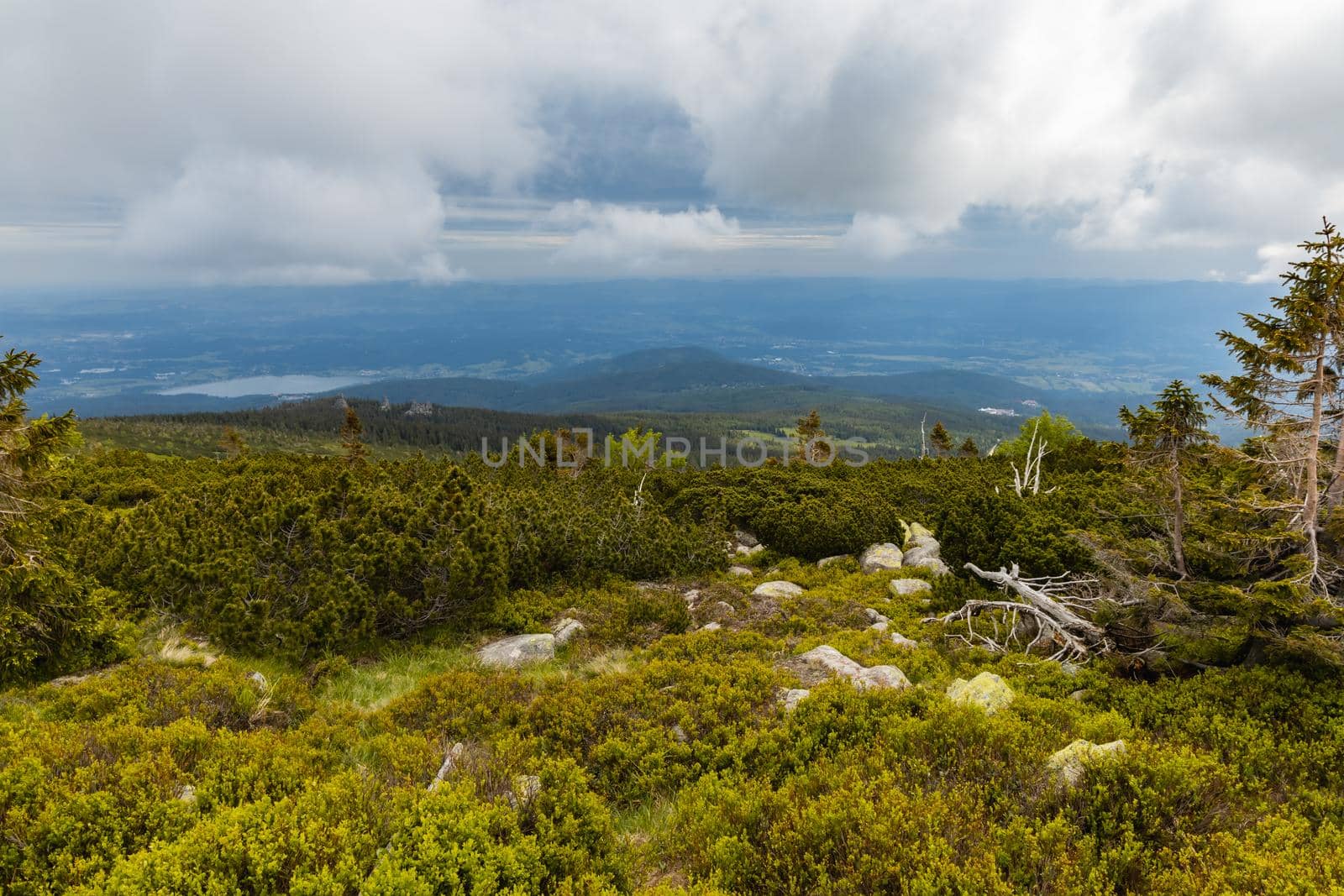 Panorama of Giant Mountains next to trail to Sniezka