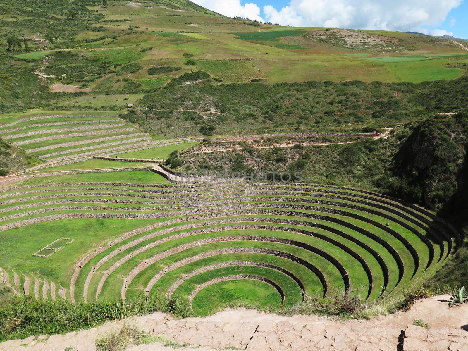 Peru, Moray, ancient Inca circular terraces Probable there is the Incas laboratory of agriculture, Sacred Valley, Cusco