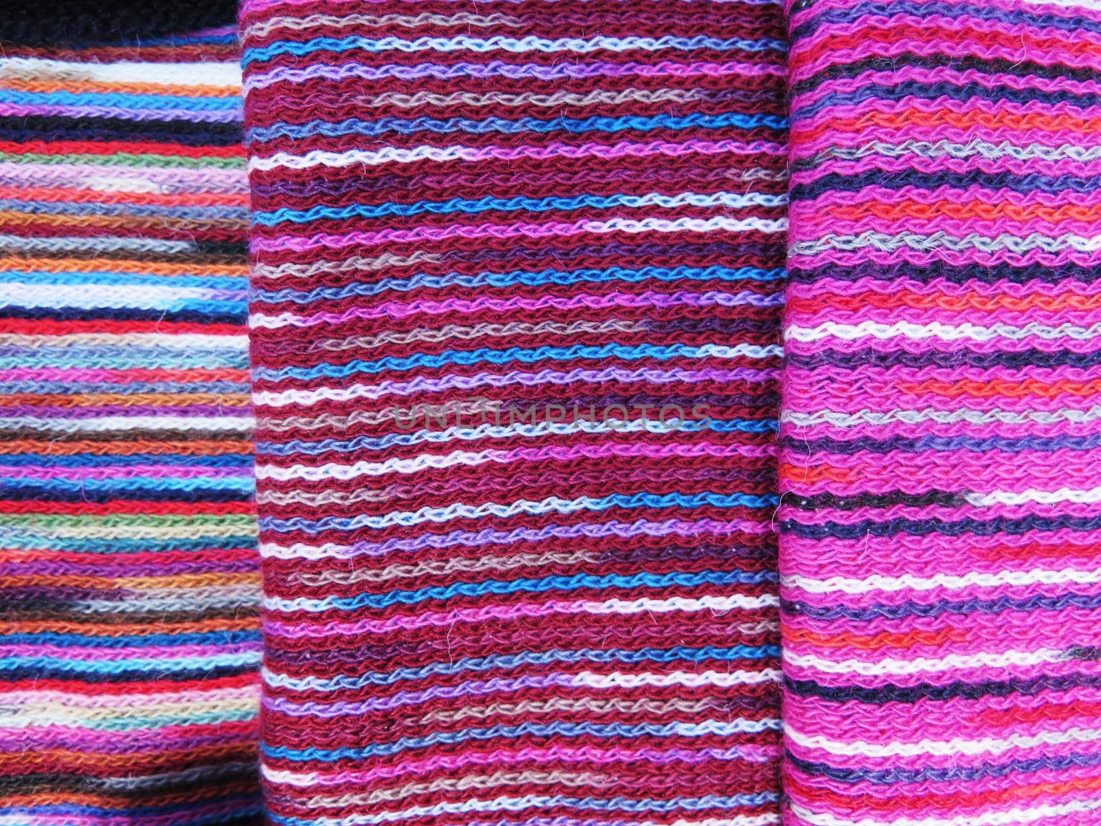 Peruvian hand made woolen fabric background