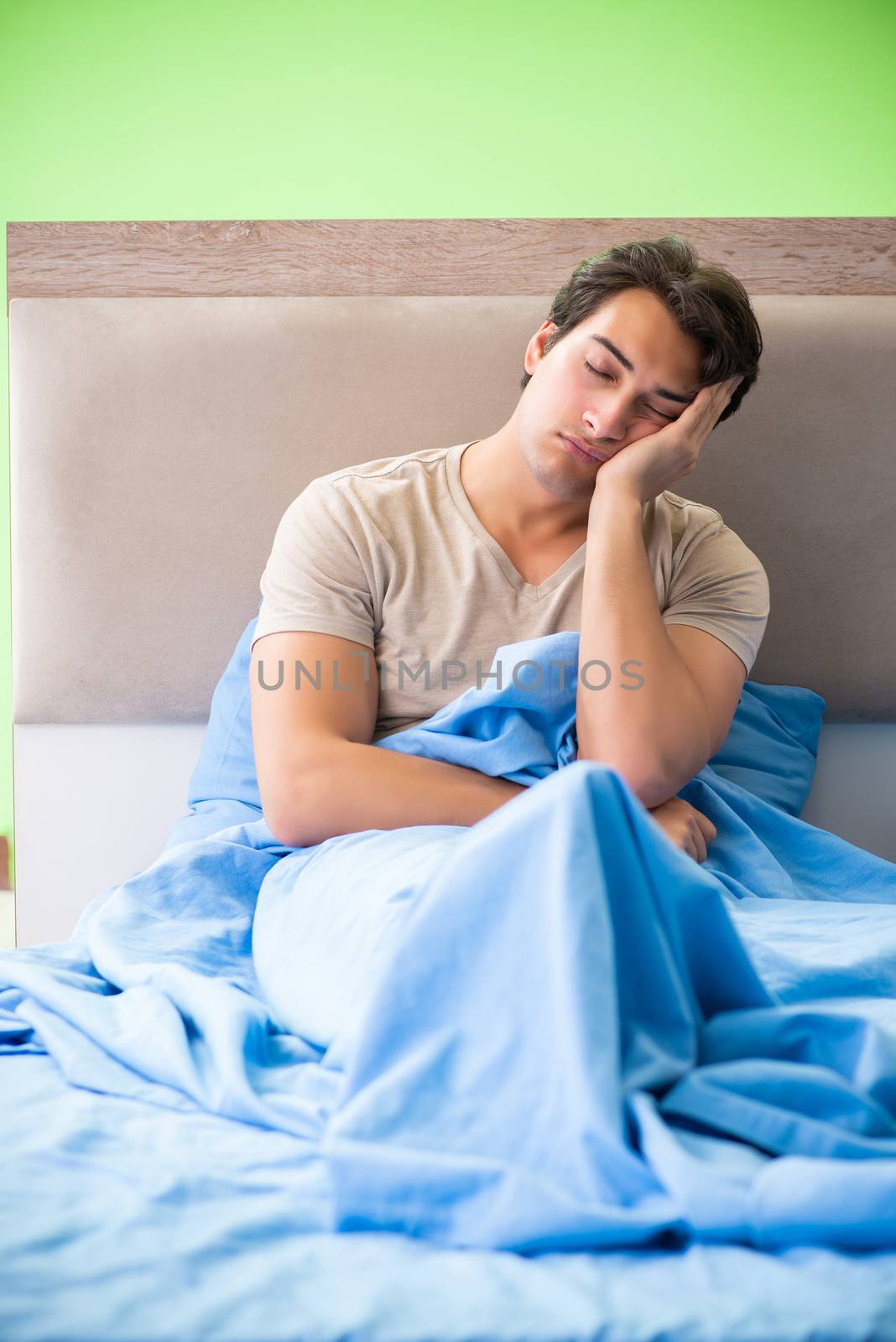 Man having trouble with his sleep