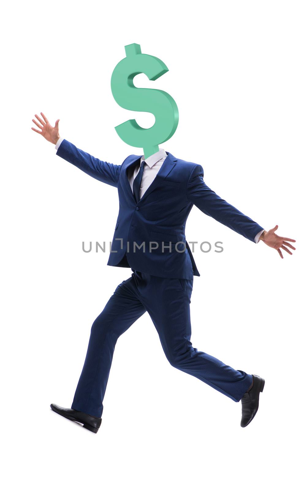 Businessman with dollar sign instead of head